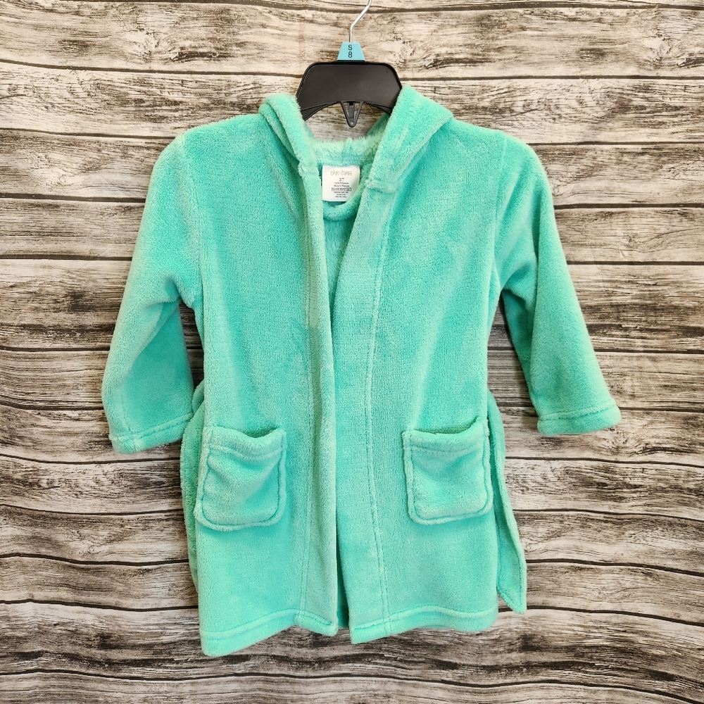 Okie dokie mint green robe with dinosaur hood